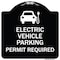 Signmission Electric Vehicle Parking Permit Required Heavy-Gauge Aluminum Sign, 18" x 18", BW-1818-24114 A-DES-BW-1818-24114 - alternate 1